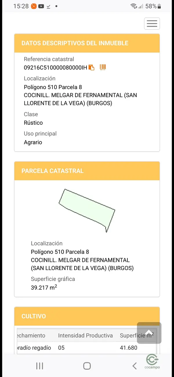 Finca agrícola de 4 ha en venta en Burgos